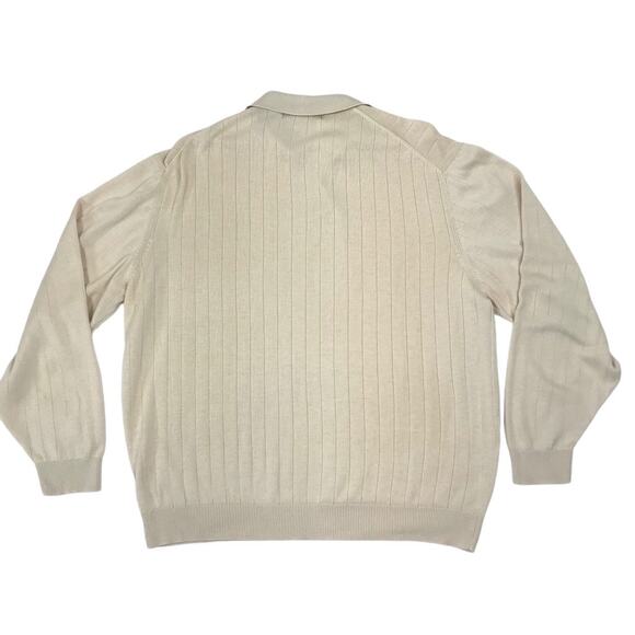 BRANDINI Italy Silk Polo Top Men XXL Sand Wide Rib Business Casual Academia Y2K - Picture 2 of 10